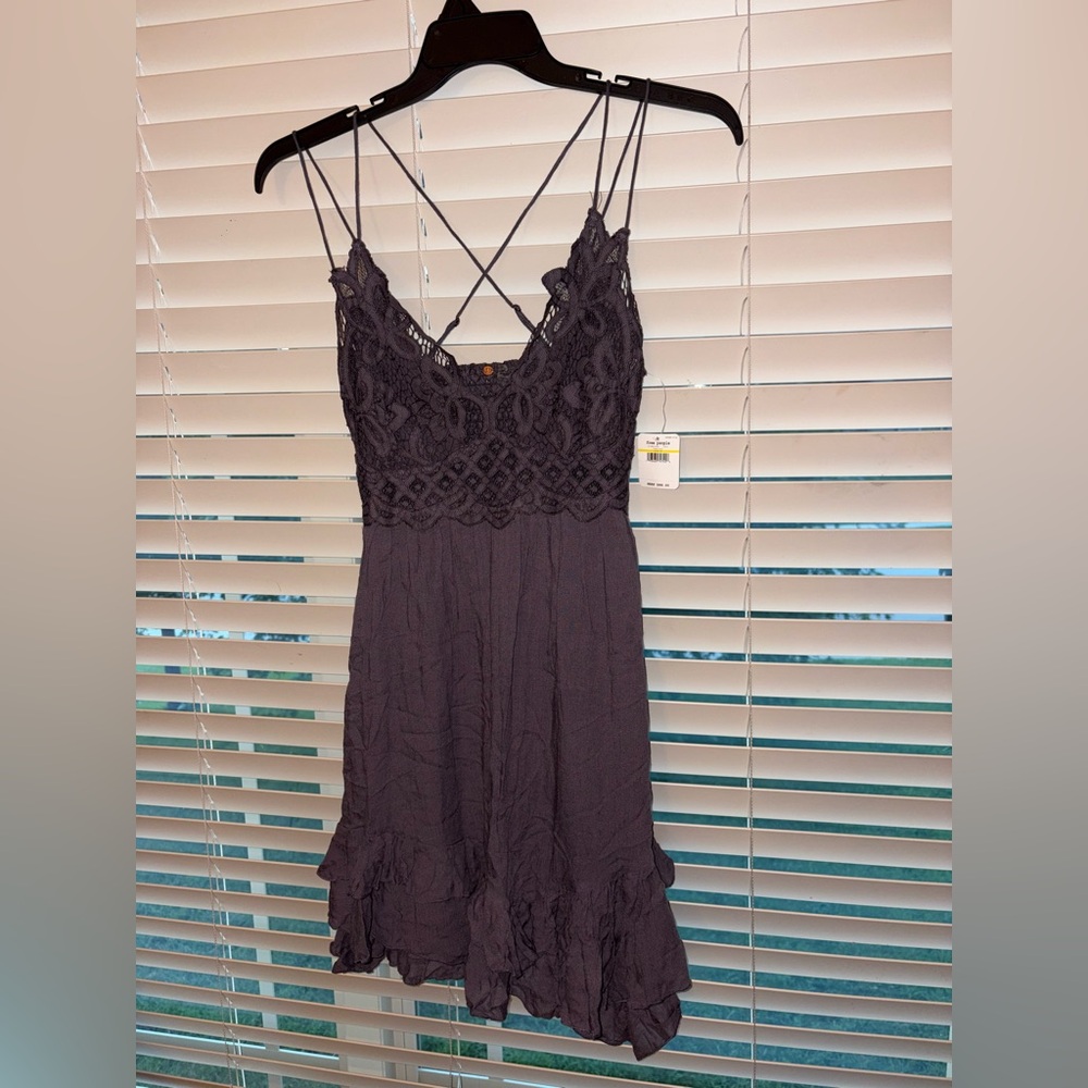 Free people Lace Trim Purple Dress NWT